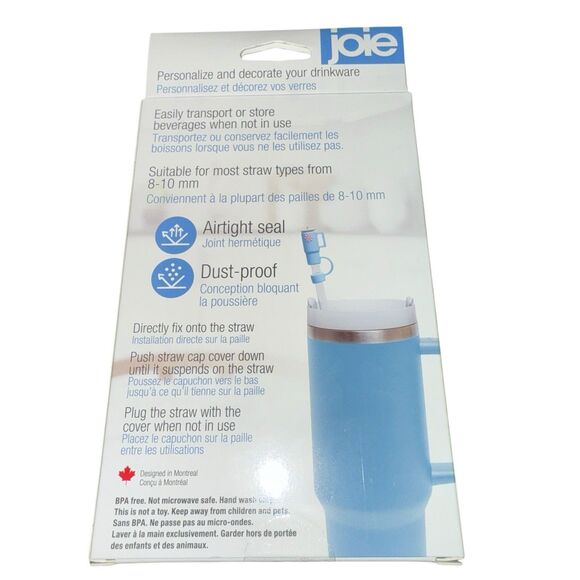 Joie Silicon Groovy Straw Caps, Tumbler Design, Reusable Set of 4 - Picture 5 of 5